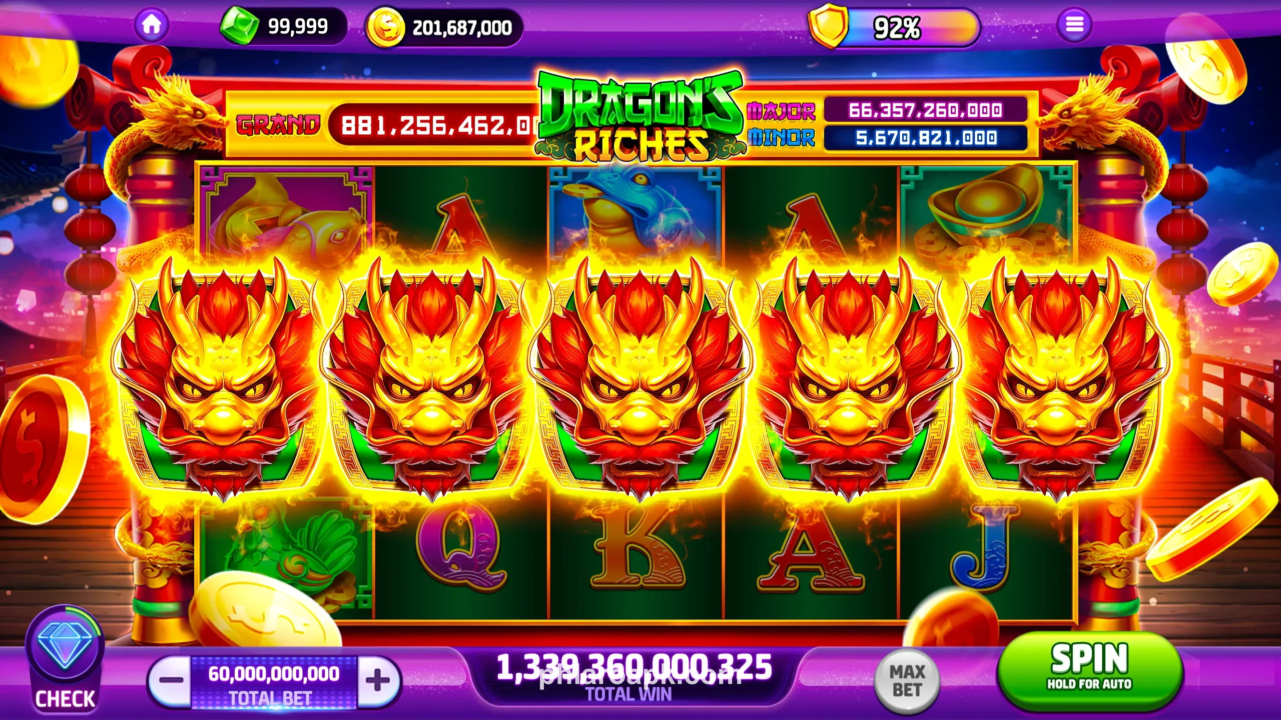 Phlaro game selection screen with various slot machine options